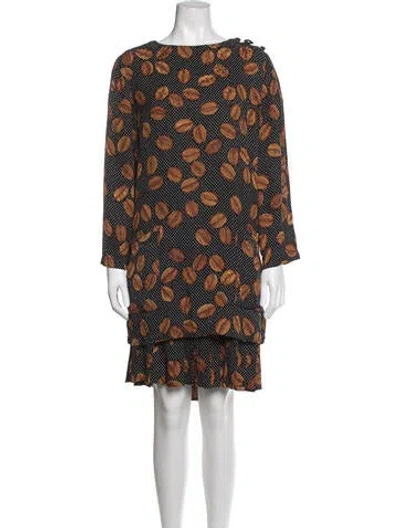 Pre-owned Bill Blass Printed Skirt Set In Black