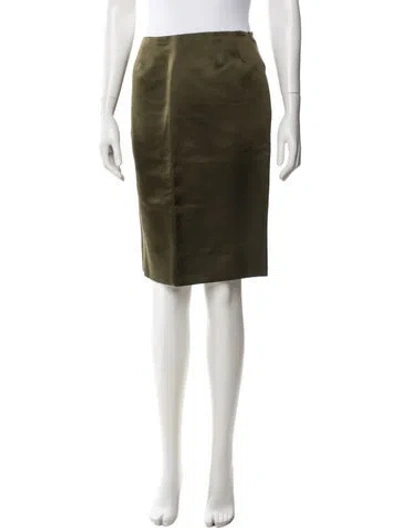 Pre-owned Bill Blass Satin Knee-length Skirt In Green