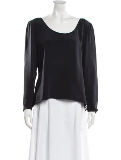 Pre-owned Bill Blass Scoop Neck Long Sleeve Blouse In Gray