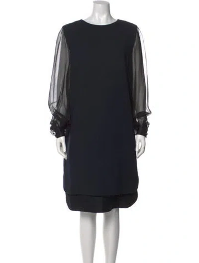 Pre-owned Bill Blass Scoop Neck Midi Length Dress In Blue