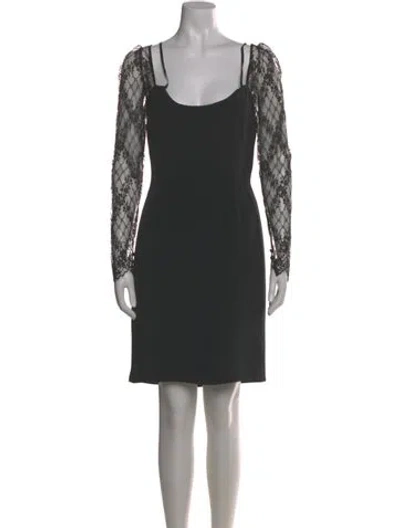 Pre-owned Bill Blass Scoop Neck Mini Dress In Gray