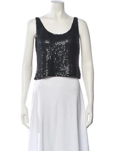 Pre-owned Bill Blass Scoop Neck Sleeveless Top In Black