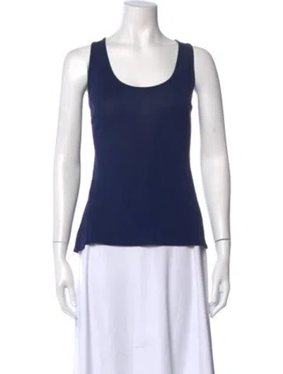 Pre-owned Bill Blass Scoop Neck Sleeveless Top In Blue
