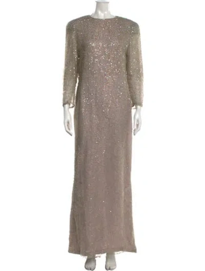 Pre-owned Bill Blass Sequin Long Dress In Purple