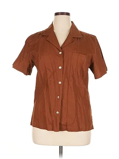 Pre-owned Bill Blass Short Sleeve Blouse In Brown