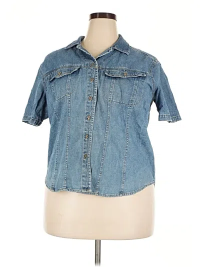 Pre-owned Bill Blass Short Sleeve Button Down Shirt In Blue