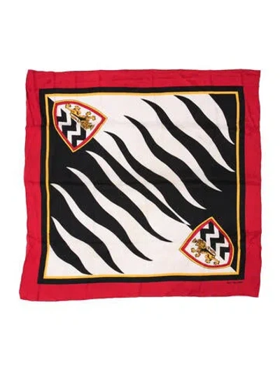 Pre-owned Bill Blass Silk Animal Print Scarf In Red