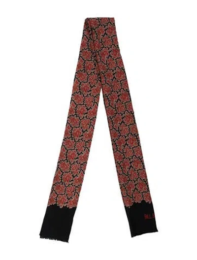 Pre-owned Bill Blass Silk Floral Print Scarf In Black