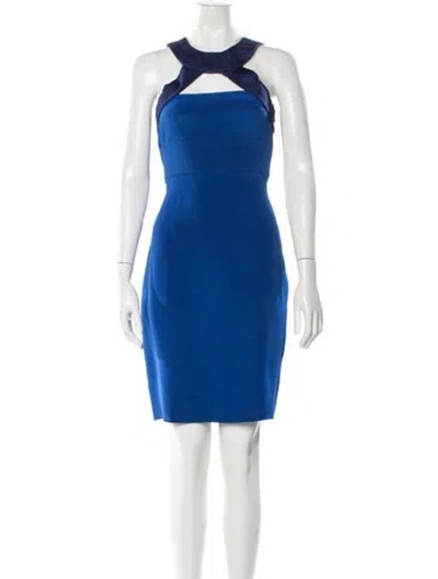 Pre-owned Bill Blass Silk Knee-length Dress In Blue