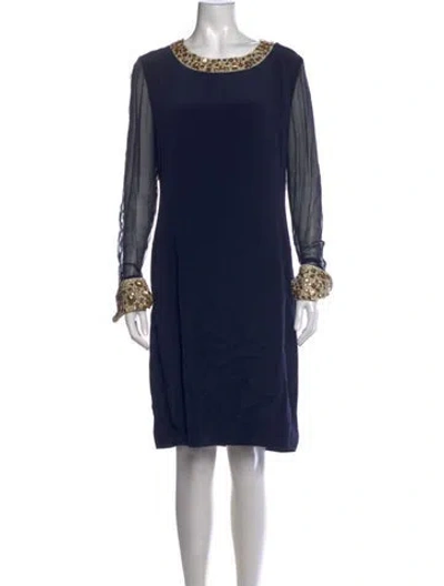 Pre-owned Bill Blass Silk Knee-length Dress In Blue