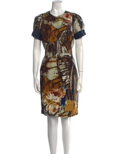 Pre-owned Bill Blass Silk Knee-length Dress In Brown