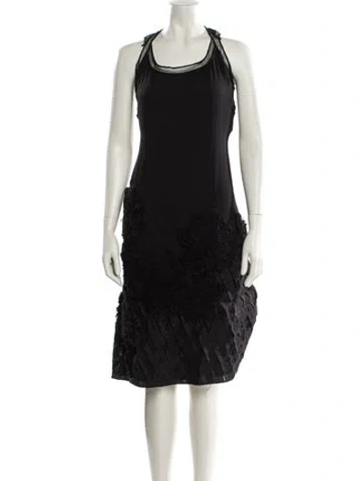 Pre-owned Bill Blass Silk Midi Length Dress In Black