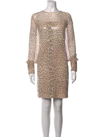 Pre-owned Bill Blass Silk Mini Dress In Neutrals