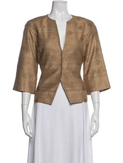 Pre-owned Bill Blass Silk Patterned Jacket In Brown