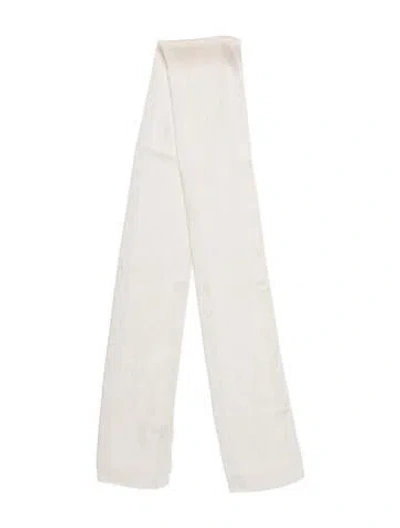 Pre-owned Bill Blass Silk Patterned Scarf In White
