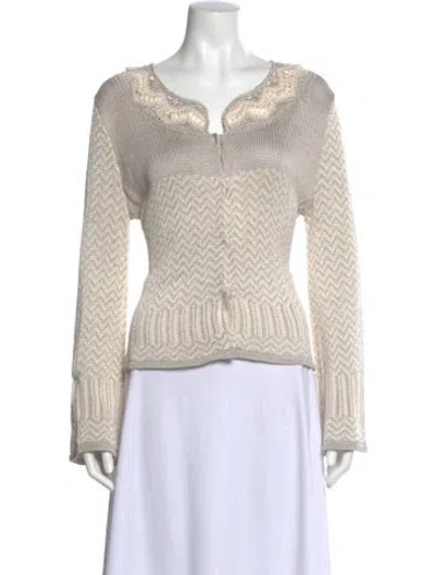 Pre-owned Bill Blass Silk Patterned Top In Neutral