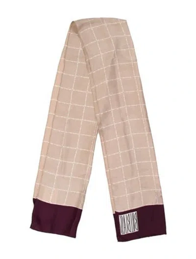 Pre-owned Bill Blass Silk Plaid Print Scarf In Brown