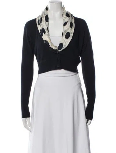 Pre-owned Bill Blass Silk Polka Dot Print Sweater In Blue