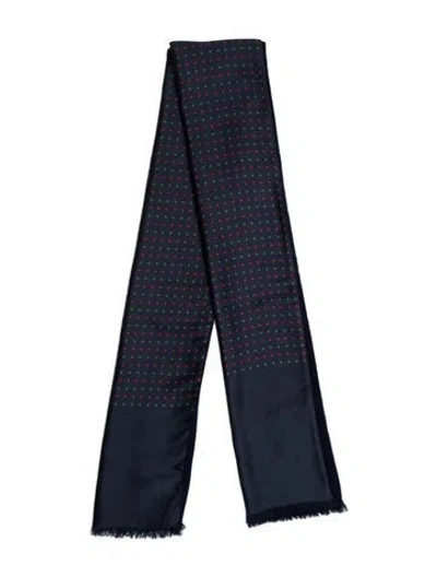 Pre-owned Bill Blass Silk Printed Scarf In Blue