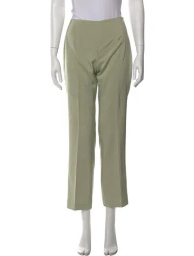 Pre-owned Bill Blass Silk Straight Leg Pants In Green
