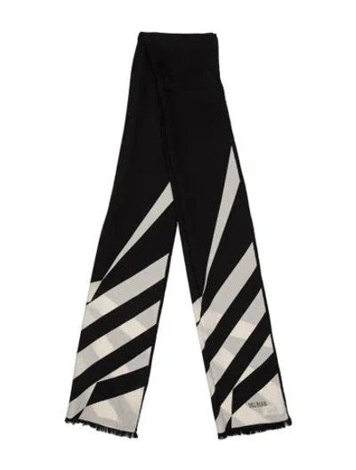 Pre-owned Bill Blass Silk Striped Scarf In Black
