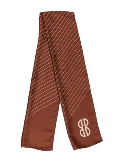 Pre-owned Bill Blass Silk Striped Scarf In Brown