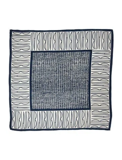 Pre-owned Bill Blass Silk Vintage Scarf In Blue