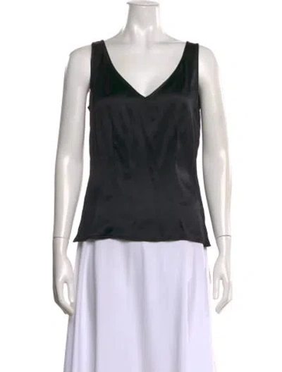 Pre-owned Bill Blass Silk V-neck Top In Gray