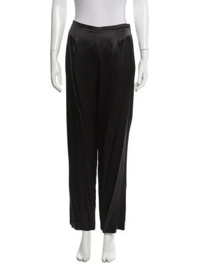 Pre-owned Bill Blass Silk Wide Leg Pants In Black