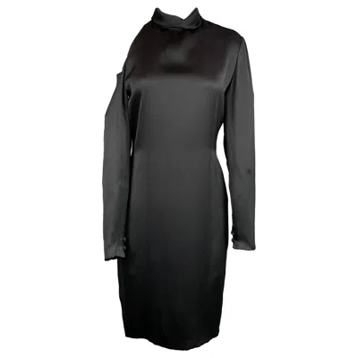 Pre-owned Bill Blass Size M Black Silk Shoulder Cut Out Cocktail Dress