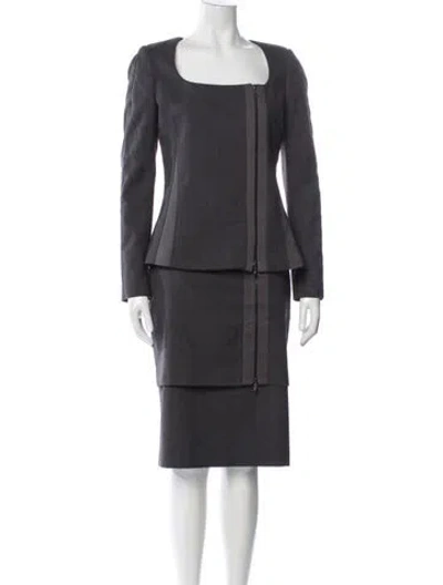 Pre-owned Bill Blass Skirt Set In Gray