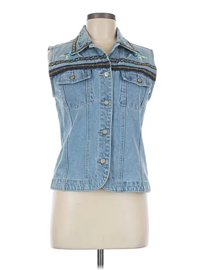 Pre-owned Bill Blass Sleeveless Button Down Shirt In Blue