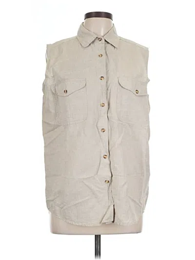 Pre-owned Bill Blass Sleeveless Button Down Shirt In Gray