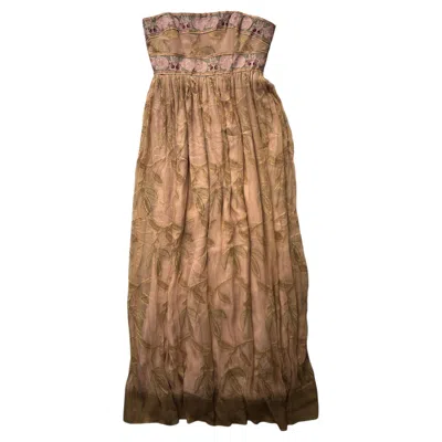 Pre-owned Bill Blass Spring/summer 2006 Pink Gold Strapless Evening Dress 36cm