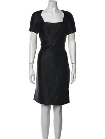 Pre-owned Bill Blass Square Neckline Knee-length Dress In Black