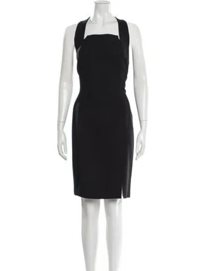 Pre-owned Bill Blass Square Neckline Knee-length Dress In Blue