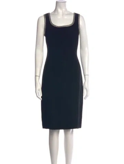 Pre-owned Bill Blass Square Neckline Knee-length Dress In Blue