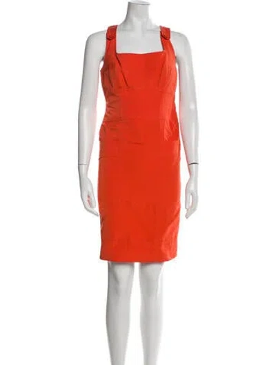 Pre-owned Bill Blass Square Neckline Mini Dress In Orange
