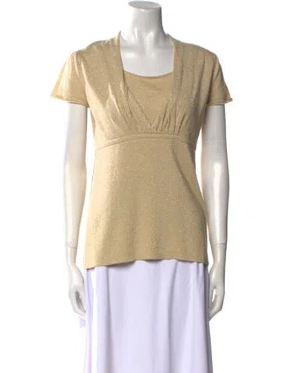 Pre-owned Bill Blass Square Neckline Short Sleeve Top In Neutral