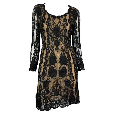 Pre-owned Bill Blass S/s 1996  Runway Black Ribbon Lace Semi-sheer Mini Dress Us6