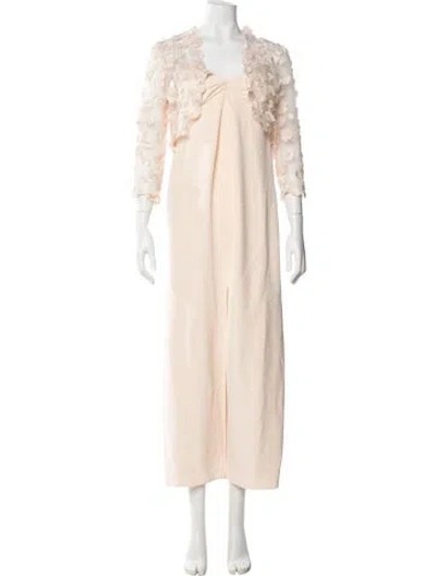 Pre-owned Bill Blass Strapless Long Dress In Neutrals