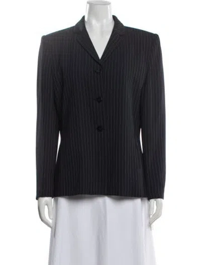 Pre-owned Bill Blass Striped Blazer In Blue