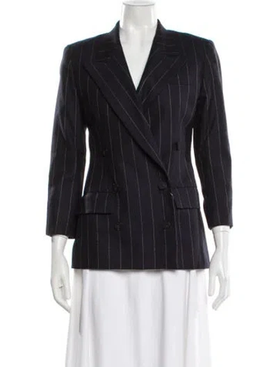 Pre-owned Bill Blass Striped Blazer In Gray