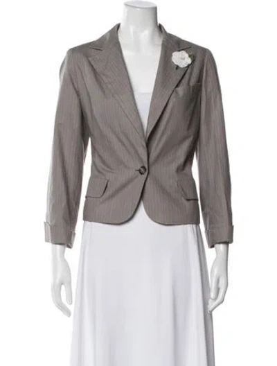 Pre-owned Bill Blass Striped Blazer In Grey