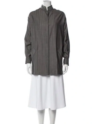 Pre-owned Bill Blass Striped Jacket In Gray