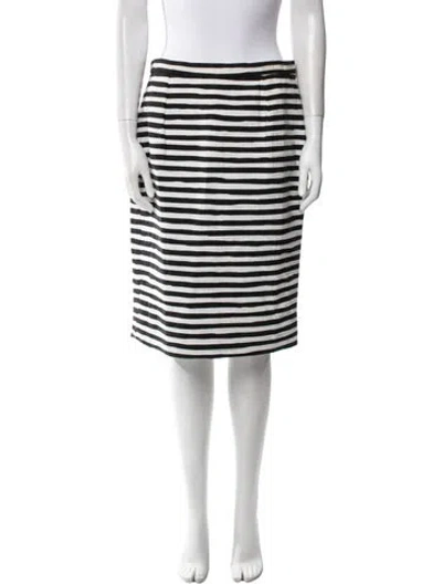 Pre-owned Bill Blass Striped Knee-length Skirt In White