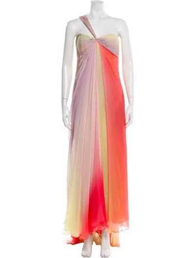 Pre-owned Bill Blass Striped Long Dress In Pink