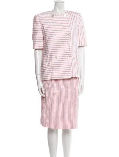 Pre-owned Bill Blass Striped Skirt Set In Pink