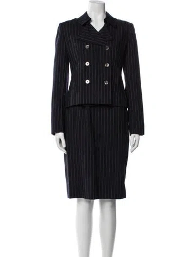 Pre-owned Bill Blass Striped Skirt Suit In Blue