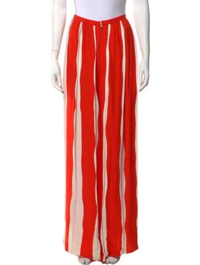 Pre-owned Bill Blass Striped Wide Leg Pants In Orange